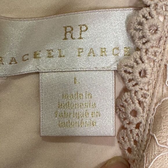 Rachel Parcell Top Womens Large Pink Lace Long Sleeve Blouse Sheer Floral Dressy - Picture 2 of 9